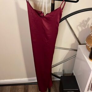 Forever 21 satin slip dress with adjustable straps, burgundy, size large